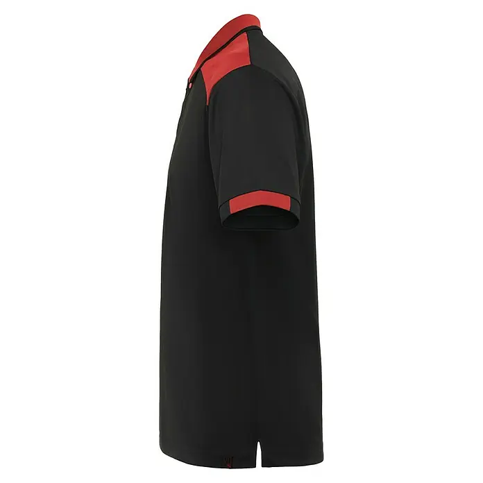Polo Samurai - L, Negro/Rojo, 100% poliéster - Polo negro con detalles rojos en cuello y mangas. Ideal para un look deportivo y elegante.