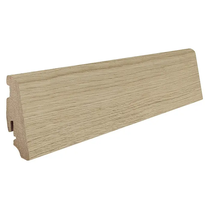Living by Haro Sockelleiste Eiche Lucca puro - 220 cm x 19 mm x 58 mm, Eiche Lucca puro - Helle, holzgemaserte Sockelleiste mit profilierter Rückseite zur Montage.