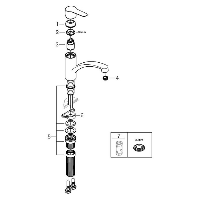 Grohe QuickFix Keukenkraan Start (Afvoer armatuur: 227 mm, Supersteel RVS look, Zwenkbereik: 140 °) | BAUHAUS