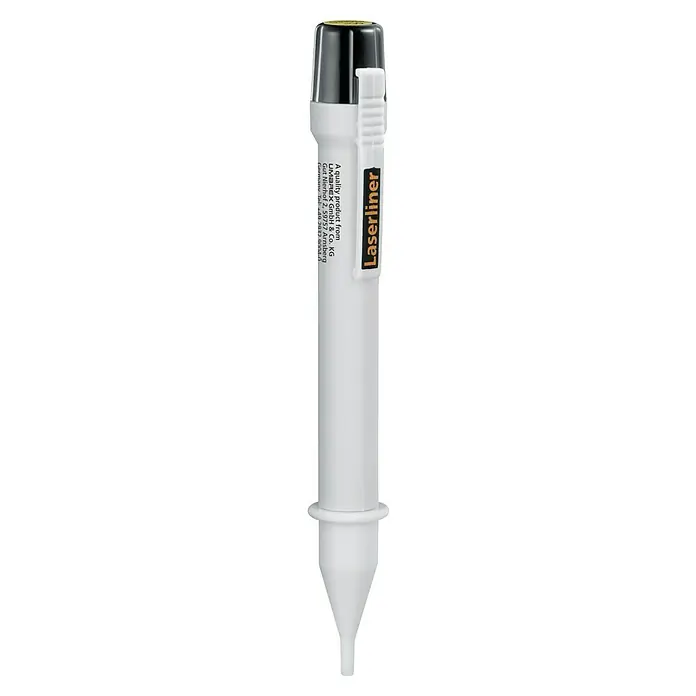 Laserliner Spannungsprüfer Activepen - Spannungsbereich 200 - 600 V/AC, Batteriebetrieben - Weißes stiftförmiges Laserwerkzeug mit schwarzer Kappe und Clip, Marke Laserliner.