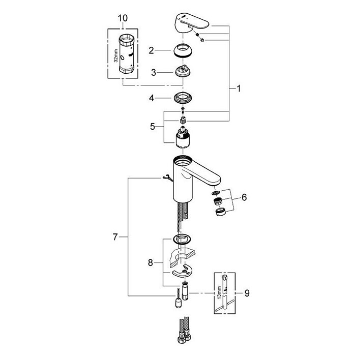 Grohe Eurosmart Cosmopolitan Wastafelkraan M-Size (Chroom, Glanzend) | BAUHAUS