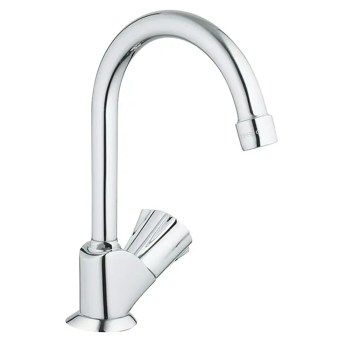 Grohe Costa Kaltwasser-Standventil - Chrom, Glänzend - Glänzende Chrom-Küchenarmatur mit hohem Schwenkauslauf und geriffeltem Einhebelgriff.