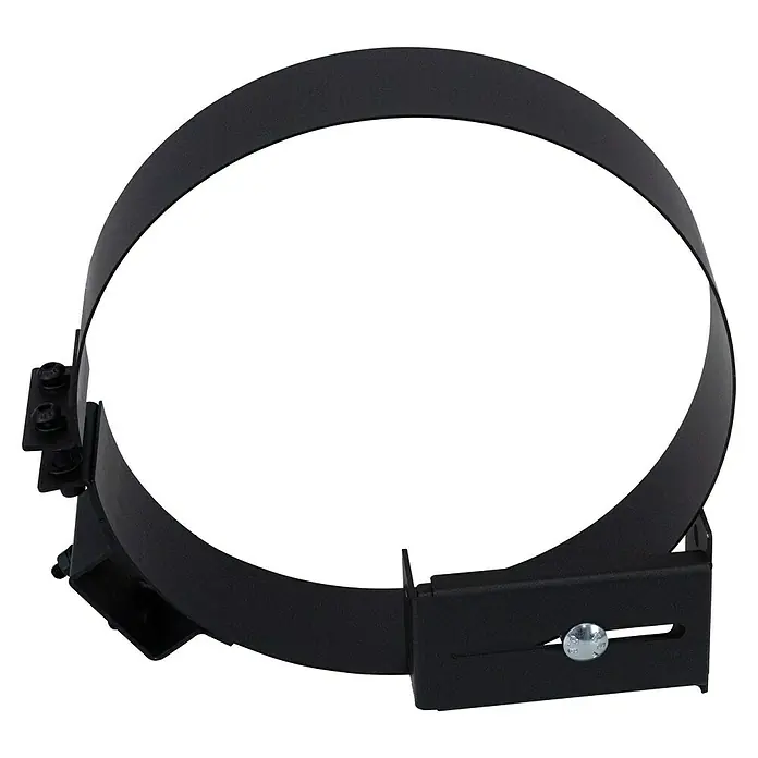 Wandhalterung - Durchmesser: 150 mm, Verstellbar: 125 mm - 200 mm - Schwarze, texturierte Metall-Montageschelle mit verstellbaren Befestigungsschrauben.