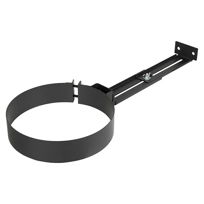 Wandhalterung - Durchmesser: 150 mm, Verstellbar: 200 mm - 350 mm - Schwarze Metallhalterung mit verstellbarer Rundschelle.