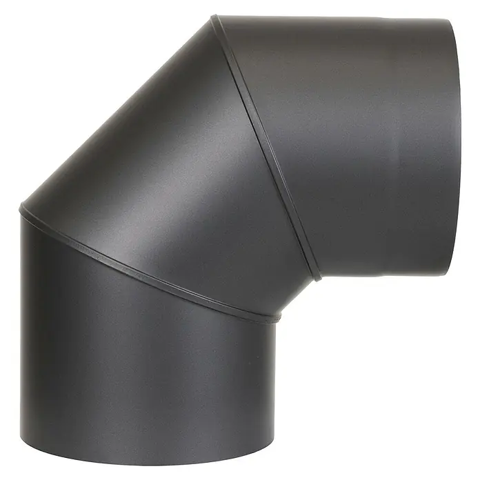 Ofenrohrbogen - Durchmesser: 150 mm, 90 °, Senotherm lackiert, Schwarz - Schwarzer Metall-Ofenrohrbogen für Schornstein- oder Abgassysteme.