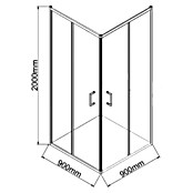 Aurlane Mampara de ducha esquinera Factory (L x An x Al: 90 x 90 x 200 cm, Revestido, Blanco, Espesor de vidrio: 6 mm, Ancho de entrada de 47 cm) | BAUHAUS