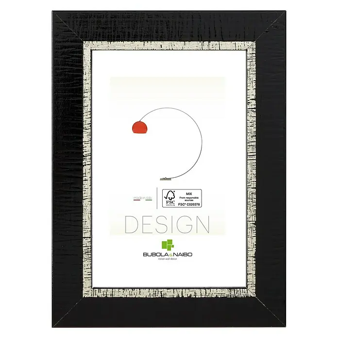 Bubola & Naibo Marco de fotos Design - 21 x 29,7 cm, Negro/Plateado, Madera - Elegante decoración de pared de diseño negro Bubola & Naibo con certificación FSC, Made in Italy. Un complemento chic para cualquier hogar.