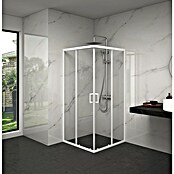 Aurlane Mampara de ducha esquinera Factory (L x An x Al: 90 x 90 x 200 cm, Revestido, Blanco, Espesor de vidrio: 6 mm, Ancho de entrada de 47 cm) | BAUHAUS
