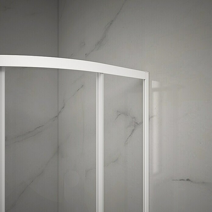 Aurlane Mampara de ducha semicircular Factory (90 x 90 x 200 cm, Recubrimiento en polvo, Blanco) | BAUHAUS