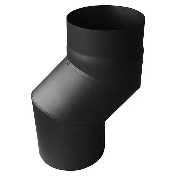 Versatzbogen - Durchmesser: 150 mm, Versatz: 12 cm - Schwarzes 45-Grad-Metallrauchrohrknie.