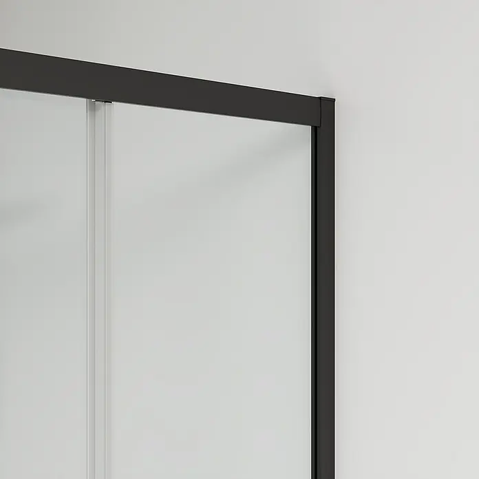 Aurlane Eckdusche Factory - L x B x H: 90 x 90 x 200 cm, Beschichtet, Schwarz, Glasstärke: 6 mm, 47cm Einstiegbreite - Schwarz gerahmte Duschwand mit mattierter Glasscheibe.