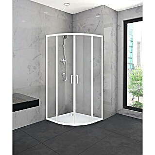 Aurlane Mampara de ducha semicircular Factory (90 x 90 x 200 cm, Recubrimiento en polvo, Blanco)