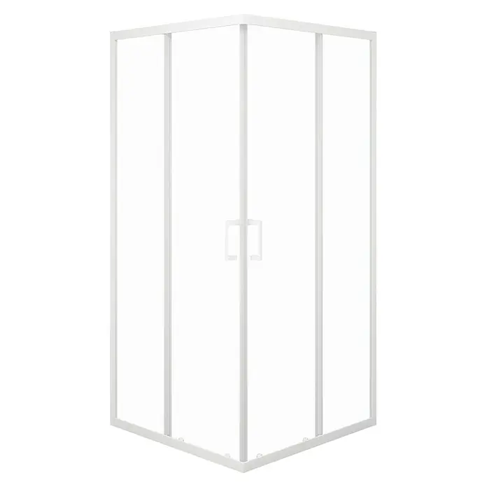 Aurlane Eckdusche Factory - L x B x H: 90 x 90 x 200 cm, Beschichtet, Weiß, Glasstärke: 6 mm, 47cm Einstiegbreite - Eckduschkabine mit weißem Rahmen.