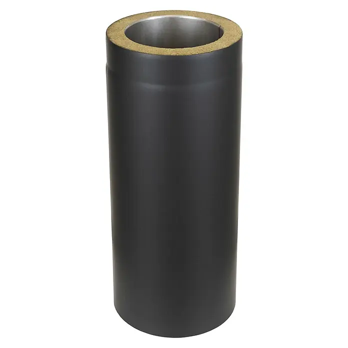 Ofenrohr - Ø x L: 150 x 500 mm, Senotherm lackiert, Schwarz - Isolierter dunkelgrauer doppelwandiger Rauchrohrabschnitt mit Edelstahl-Innenrohr.