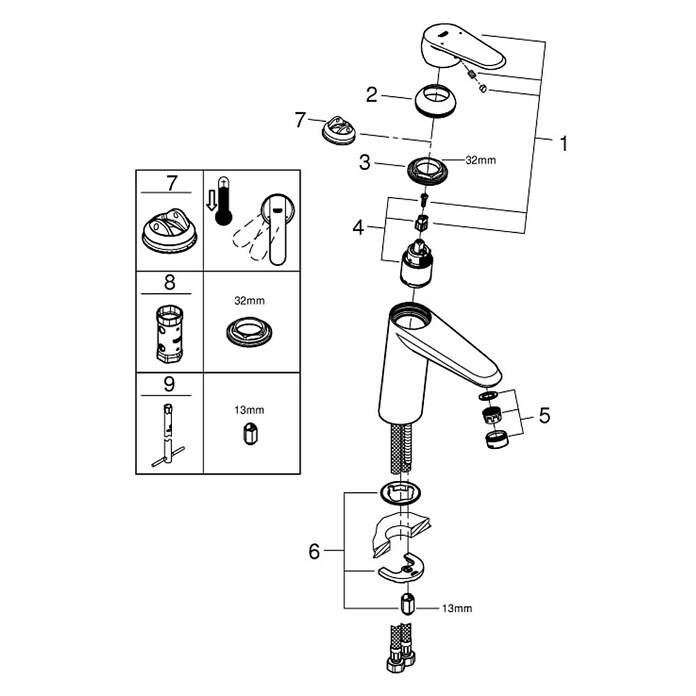 Grohe Eurodisc Cosmopolitan Waschtischarmatur M-Size (Chrom, Glänzend, Ohne Zugstange) | BAUHAUS