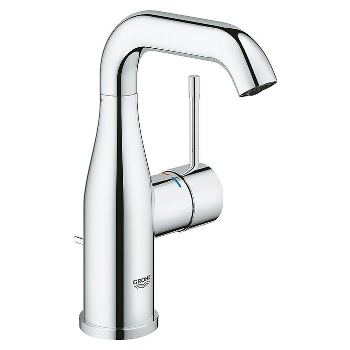Grohe Essence New Wastafelkraan M-Size Chroom (Met trekstang, Chroom, Glanzend)