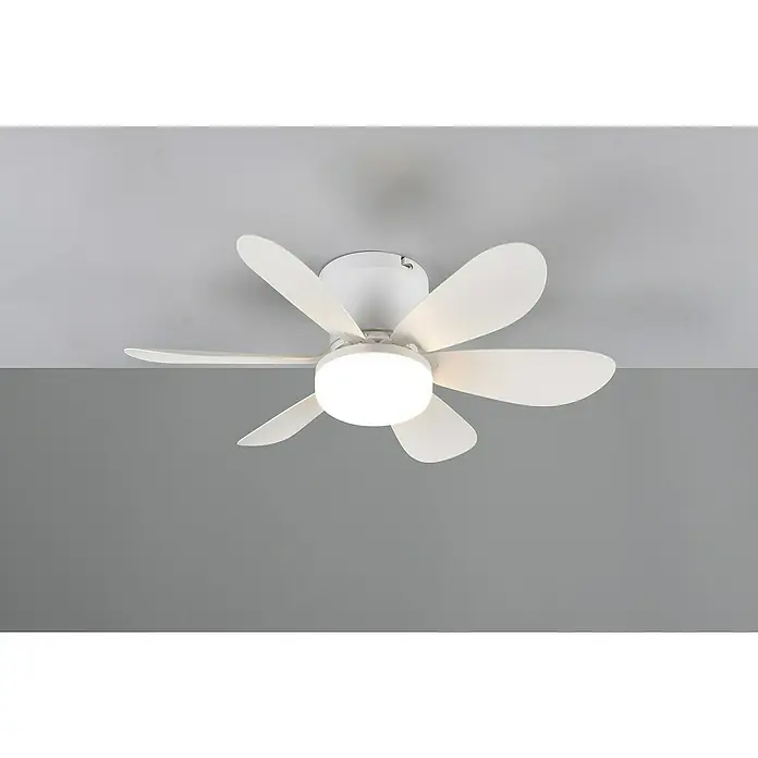 Trio Lighting Ventilador de techo Lund - Blanco, 53 cm, 12 W, Blanco cálido - Un ventilador de techo blanco moderno con luz integrada, que proporciona circulación de aire e iluminación elegante.