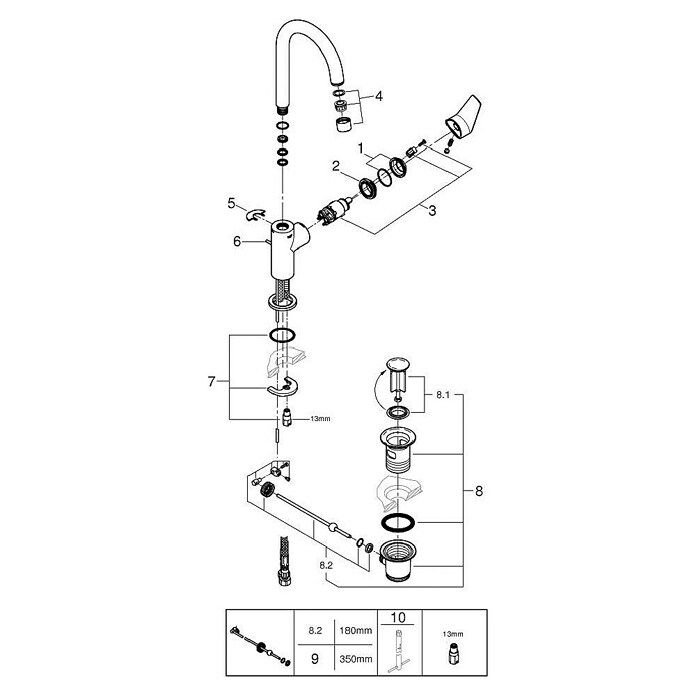 Grohe Start Edge Wastafelkraan Start Edge L-Size (Overstek reikwijdte: 141 mm, Chroom, Glanzend) | BAUHAUS