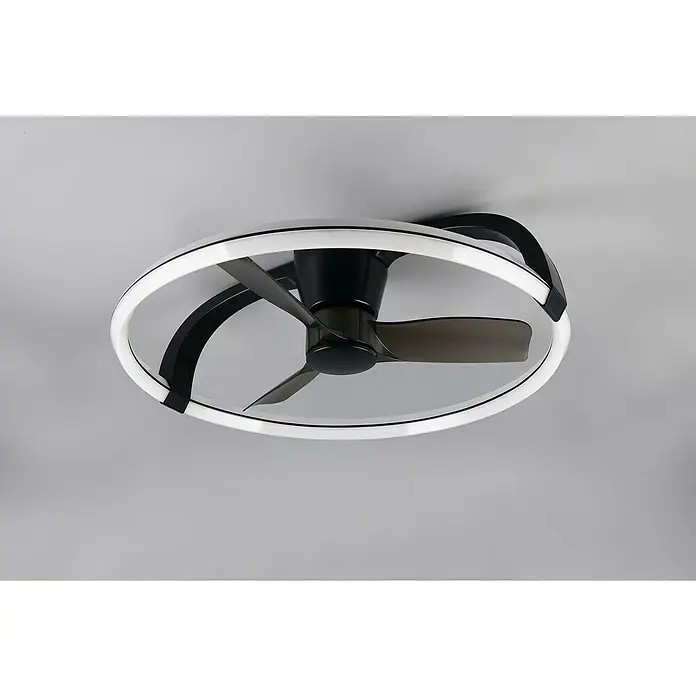 Trio Lighting Ventilador de techo Stockholm - Negro, 73 cm, 37 W, Blanco cálido - Ventilador de techo moderno con anillo LED y tres aspas en blanco y negro para iluminación y refrigeración con estilo.