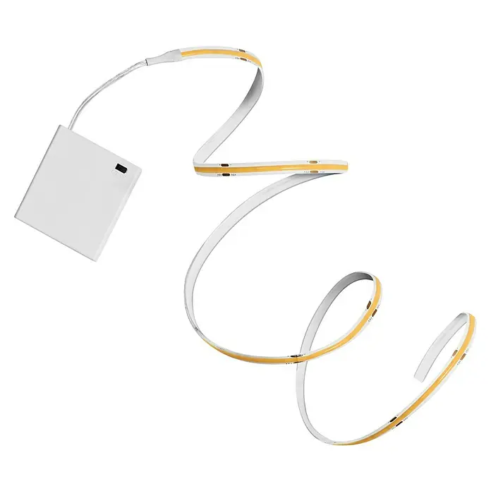 Ledvance LED-Stripes Flex Cob - Länge: 200 cm, Warmweiß, 3,3 W - Weißes batteriebetriebenes flexibles LED-Band mit sichtbaren Schaltungselementen.