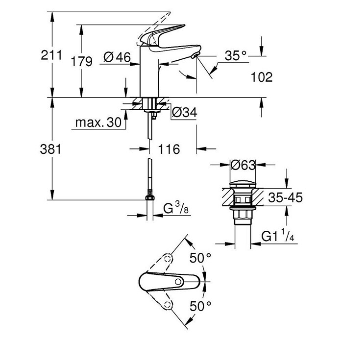 Grohe Swift Wastafelkraan M-Size (Chroom, Glanzend) | BAUHAUS