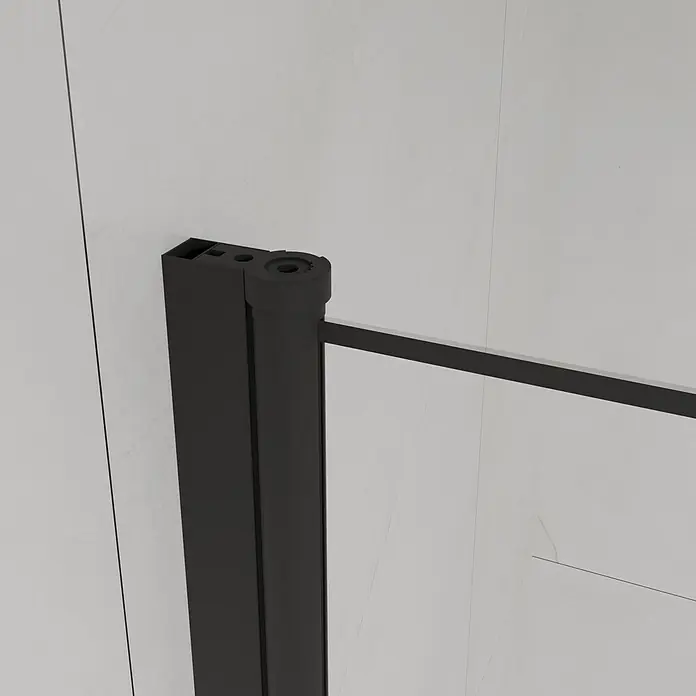 Aurlane Eckdusche Galaxy - 90 x 90 x 200 cm, Beschichtet, Schwarz, Glasstärke: 5 mm - Schwarzes Duschkabinen-Scharnier und Rahmen aus Metall mit einer Klarglasplatte.
