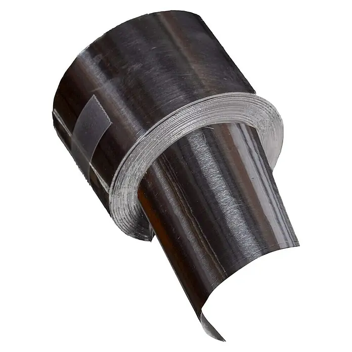 Reparaturklebeband - B x L: 2,5 cm x 1.000 mm, Temperaturbeständigkeit: -30 °C - 120 °C - Eine Rolle dunkle Metallfolie, leicht abgewickelt.