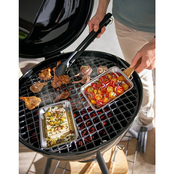Kingstone Barbacoa redonda con tapa Sunset (Diámetro de la superficie de la parrilla: 55 cm, Negro) | BAUHAUS