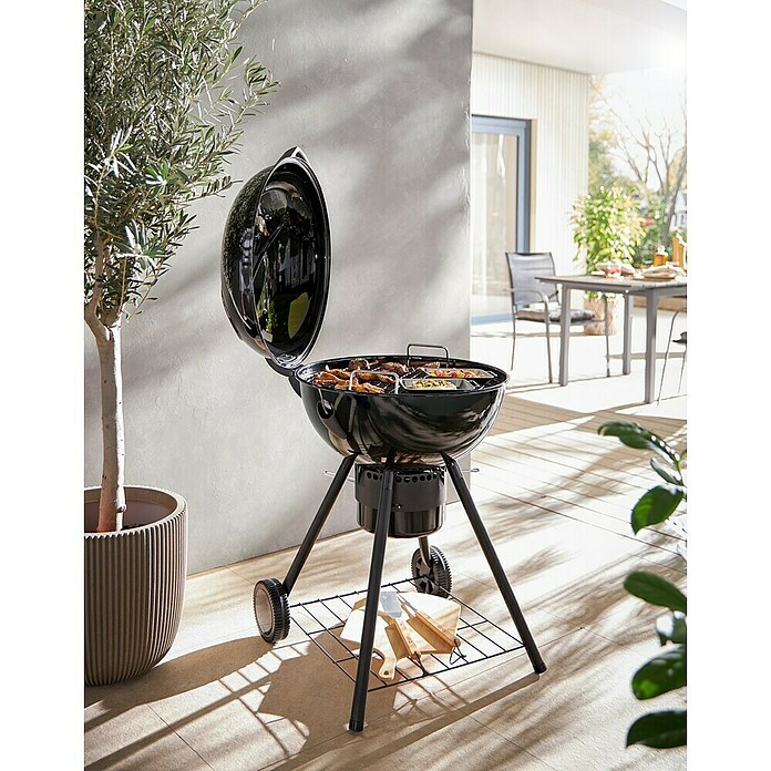 Kingstone Barbacoa redonda con tapa Sunset (Diámetro de la superficie de la parrilla: 55 cm, Negro) | BAUHAUS