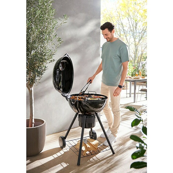 Kingstone Barbacoa redonda con tapa Sunset (Diámetro de la superficie de la parrilla: 55 cm, Negro) | BAUHAUS