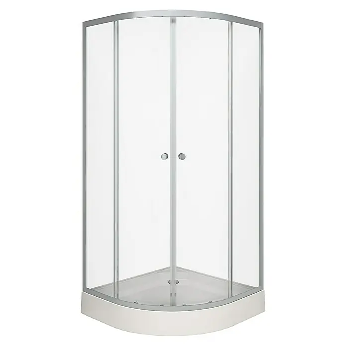 Aurlane Komplettdusche Silver - 90 x 90 x 200 cm, Weiß/Silber - Duschkabine mit zwei Türen und silbernen Beschlägen, ideal für moderne Badezimmer. Das klare Design sorgt für ein offenes Raumgefühl.