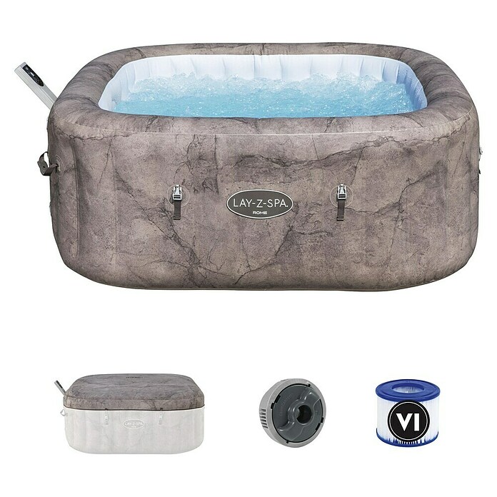 Bestway Lay-Z-Spa Opblaasbare jacuzzi Rome Smart AirJet 6 (180 x 180 x 71 cm, 840 l, Marmerlook) | BAUHAUS