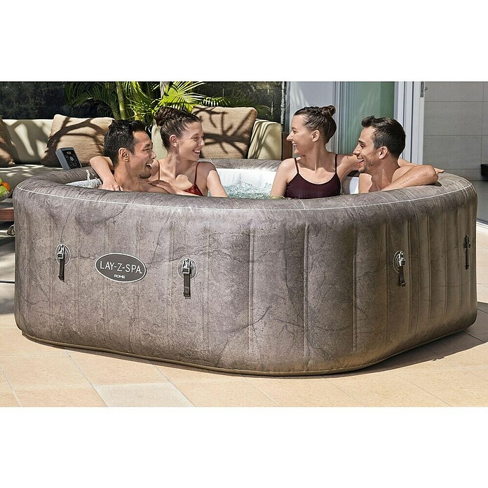 Bestway Lay-Z-Spa Opblaasbare jacuzzi Rome Smart AirJet 6 (180 x 180 x 71 cm, 840 l, Marmerlook) | BAUHAUS