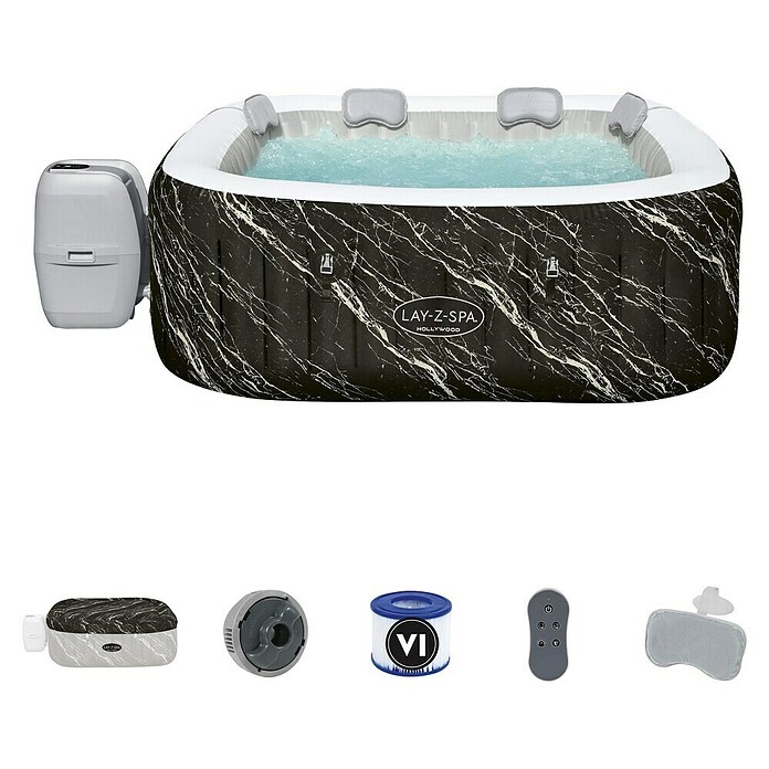 Bestway Lay-Z-Spa Opblaasbare jacuzzi Hollywood Luxe AirJet 6 (Zwart, 908 l) | BAUHAUS