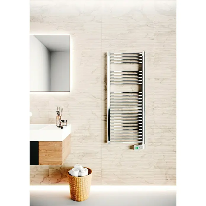 Rointe Radiador toallero eléctrico Sygma - An x Al: 50 x 90 cm, 300 W, Cromo - Baño moderno con un elegante toallero calefactado cromado para toallas calientes y mayor comodidad.