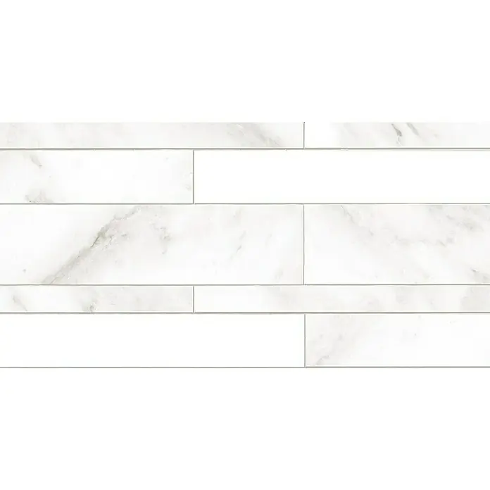 Panel de pared Barideck cerámica - 9 ud., 78 x 39 cm - Revestimiento de pared elegante con baldosas de mármol blanco en varios tamaños para un diseño moderno y sofisticado.