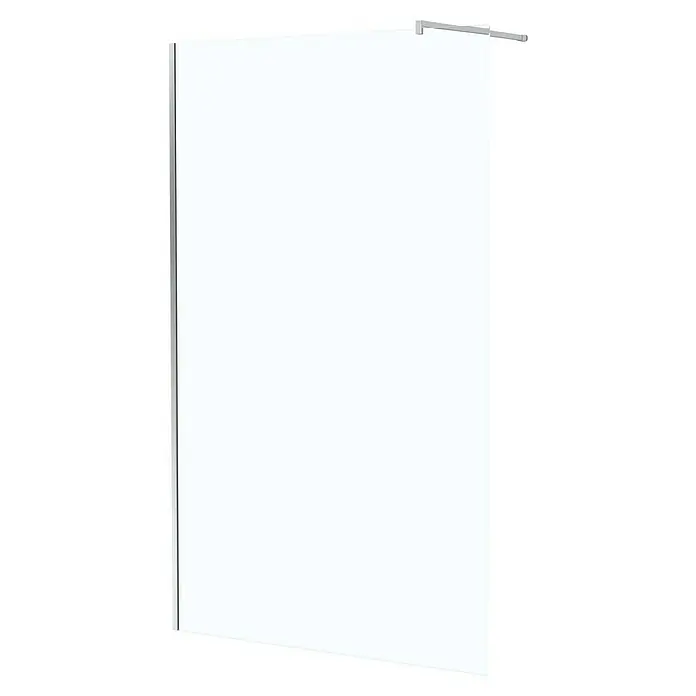 Aurlane Duschwand Essential - B x H: 120 x 195 cm, Pulverbeschichtet, Silber - Duschwand aus Klarglas mit silbernem Metallrahmen und Halterung.