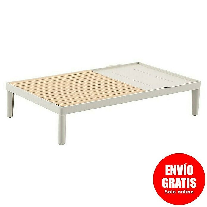 Sunfun Solo Mesa de centro (L x An x Al: 120 x 72 x 26 cm, Aluminio, Bandeja extraíble, Beige claro) | BAUHAUS