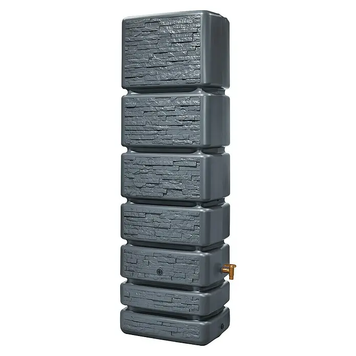 4rain Regenspeicher Slim Stone - 350 l, Graphitgrau, 1 Stk. - Die Regenwasserzisterne mit Steinoptik bietet eine stilvolle Möglichkeit, Regenwasser zu sammeln und im Garten zu nutzen.