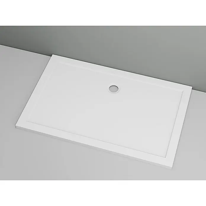 Aurlane Duschwanne Pure - L x B: 140 x 90 cm, Sanitäracryl, Weiß, Rechteckig - Weißes, rechteckiges Duschbecken mit mittigem Abfluss.