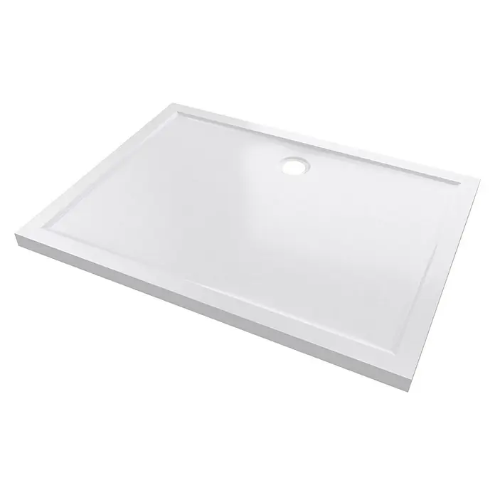 Aurlane Duschwanne Pure - L x B: 120 x 90 cm, Sanitäracryl, Weiß, Rechteckig - Weißes, rechteckiges Duschbecken mit mittigem Abflussloch.