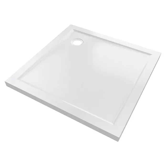 Aurlane Duschwanne Pure - L x B: 90 x 90 cm, Sanitäracryl, Weiß, Quadratisch - Weißer rechteckiger Duschbecken mit integriertem Abflussloch.