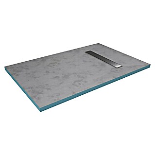 Aurlane Duschwanne (L x B: 140 x 90 cm, Polystyrol/Glasfaser/Zement, Grau, Befliesbar)