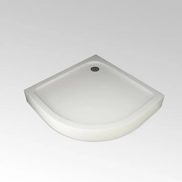 Aurlane Duschwanne Silver Line - L x B: 90 x 90 cm, Sanitäracryl, Weiß - Weißes Viertelkreis-Duschbecken mit zentralem Ablauf.
