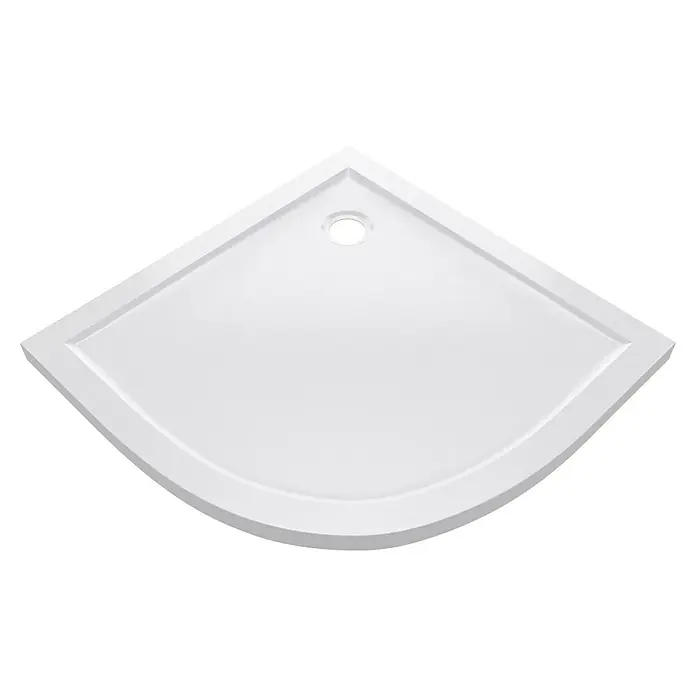 Aurlane Duschwanne Pure - L x B: 90 x 90 cm, Sanitäracryl, Weiß, Viertelkreis - Weiße Duschwanne viertelkreis mit Ablaufloch.