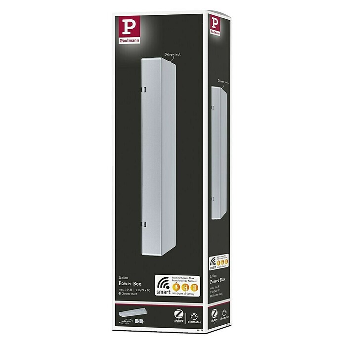 Paulmann Linion Stromeinspeisung Power Box (L x B x H: 10 x 36,5 x 4 cm, Chrom matt, Dimmbar, 180 W) | BAUHAUS
