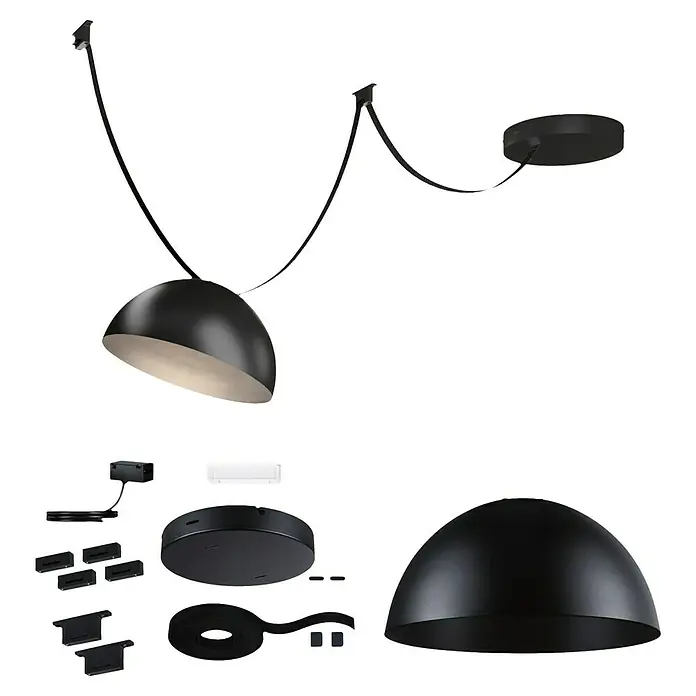 Paulmann ULine LED-Pendelleuchte rund Bol Set - 14 W, Ø x L: 25 x 500 cm, Schwarz, Warmweiß - Elegante schwarze Pendelleuchte mit modernem Design. Perfekt für stilvolle Innenräume und blendfreies Licht.