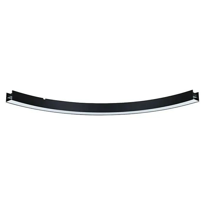 Paulmann Linion Lichtkanal Kurve - Warmweiß, Signalschwarz, L x B x H: 53,5 x 4 x 4 cm - Gebogene schwarze Metallzierleiste mit einem dünnen weißen Streifen an der Unterseite, ideal für moderne Inneneinrichtungen.