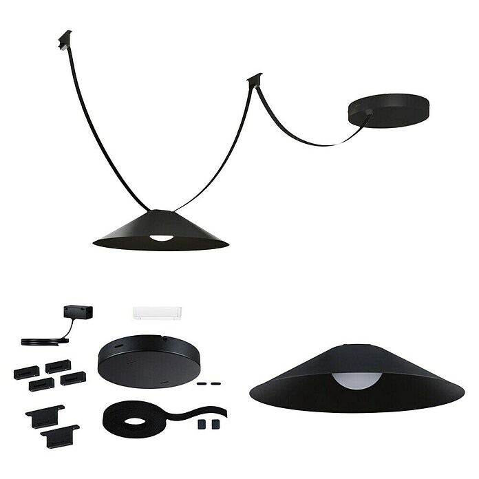 Paulmann ULine LED-Pendelleuchte rund Cone Set (14 W, Ø x H: 35 x 9 cm, Schwarz, Warmweiß) | BAUHAUS