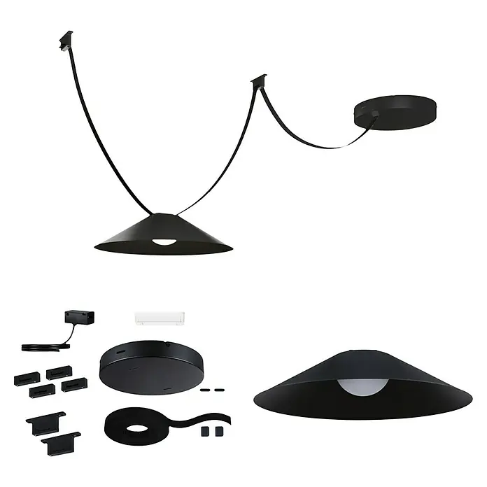Paulmann ULine LED-Pendelleuchte rund Cone Set - 14 W, Ø x H: 35 x 9 cm, Schwarz, Warmweiß - Eine moderne Pendelleuchte in Schwarz, die mit ihrem minimalistischen Design jeden Raum aufwertet. Sie sorgt für stilvolle Beleuchtung.